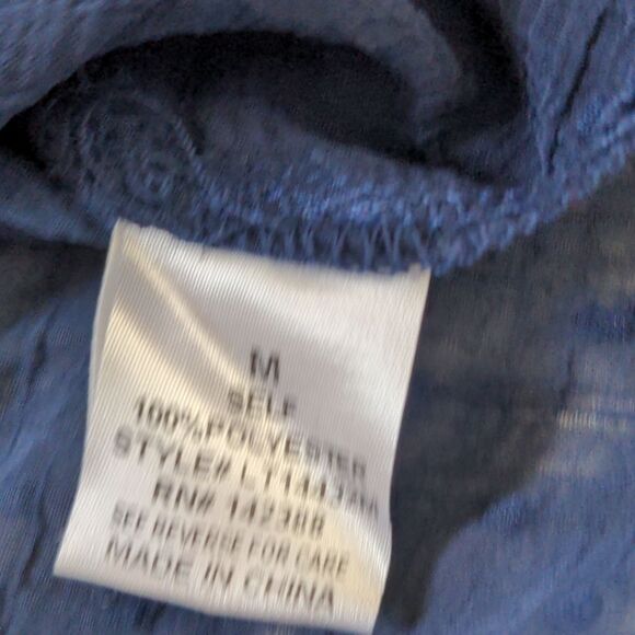 Midnight Blue Ruffled Top w/ Pleated Sleeve M - Picture 11 of 12